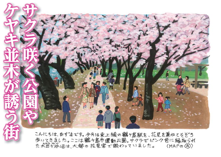 サクラ咲く公園やケヤキ並木が誘う街