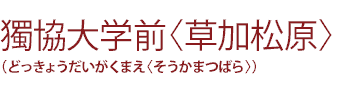 獨協大学前〈草加松原〉(どっきょうだいがくまえ〈そうかまつばら〉)