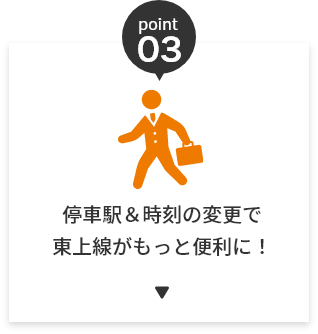 POINT03 停車駅＆時刻の変更で東上線がもっと便利に！