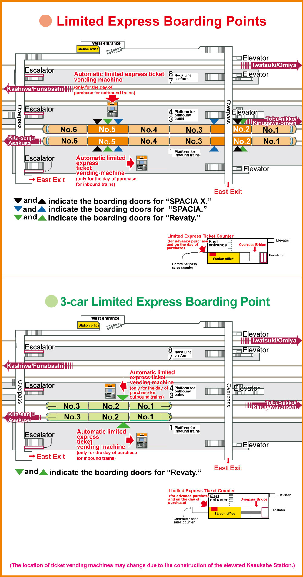 Boarding points in Kasukabe Station